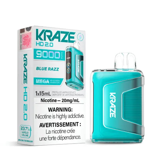 Kraze HD 2.0 Disposable Vape - 9000 Puffs - Blue Razz