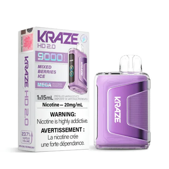 Kraze HD 2.0 Disposable Vape - 9000 Puffs - Mixed Berries Ice | Vape4change Kraze HD 2.0 Disposable Vape - 9000 Puffs - Mixed Berries Ice | Vape4change