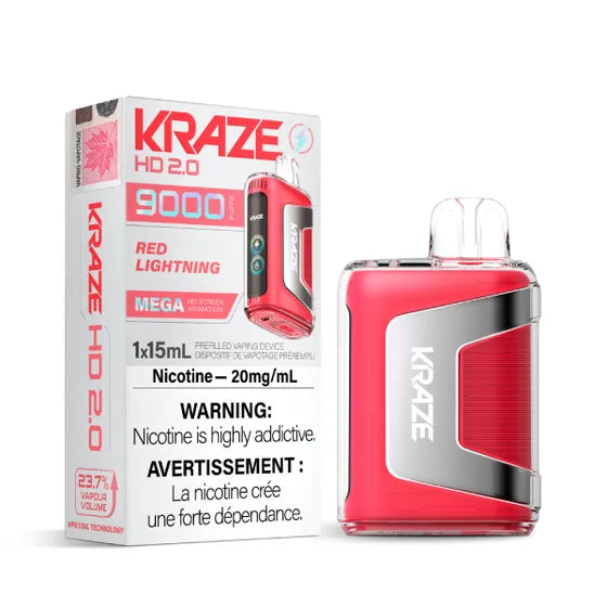 Kraze HD 2.0 Disposable Vape - 9000 Puffs -  Red Lightning