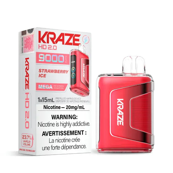 Kraze HD 2.0 Disposable Vape - 9000 Puffs - Strawberry Ice | Vape4change Kraze HD 2.0 Disposable Vape - 9000 Puffs - Strawberry Ice | Vape4change