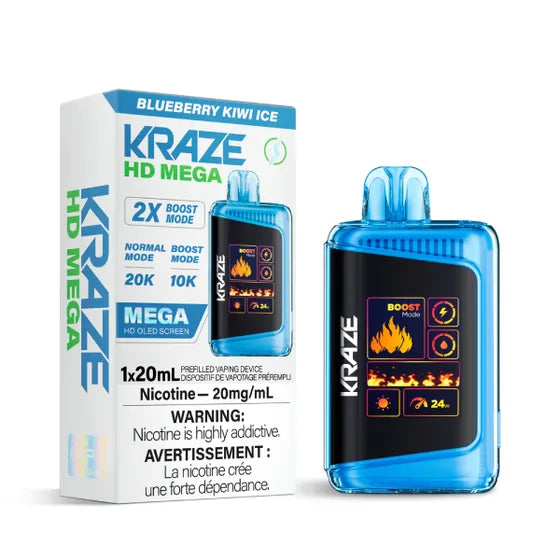 Kraze HD Mega Disposable Vape - 20K Puffs - Blueberry Kiwi Ice ...