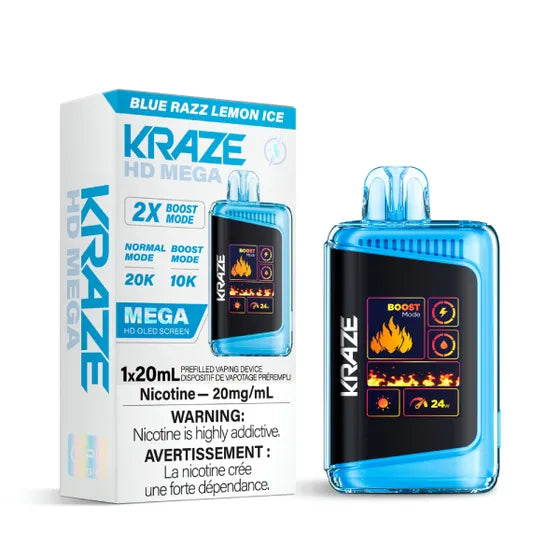 Kraze HD Mega Disposable Vape - 20K Puffs - Blue Razz Lemon Ice