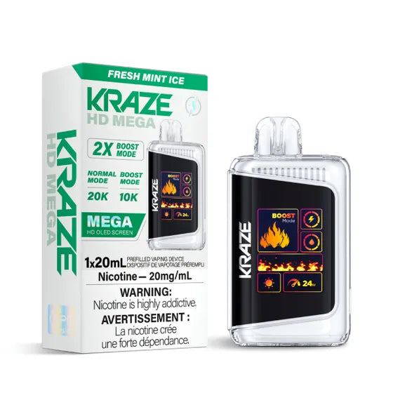 Kraze HD Mega Disposable Vape - 20K Puffs - Fresh Mint Ice
