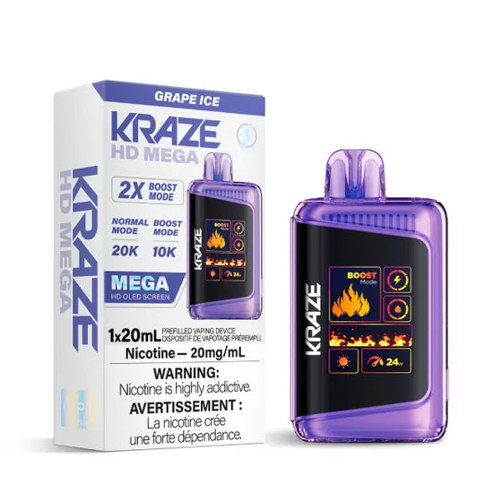 Buy Cheap Kraze HD Mega Disposable Vape - 20K Puffs - Grape Ice | Vape4change Buy Cheap Kraze HD Mega Disposable Vape - 20K Puffs - Grape Ice | Vape4change