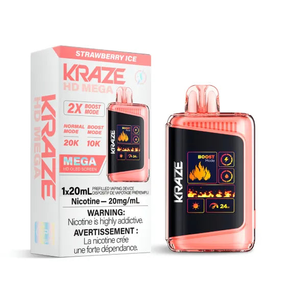 Shop Kraze HD Mega Disposable Vape - 20K Puffs - Strawberry Ice | Vape4change Shop Kraze HD Mega Disposable Vape - 20K Puffs - Strawberry Ice | Vape4change