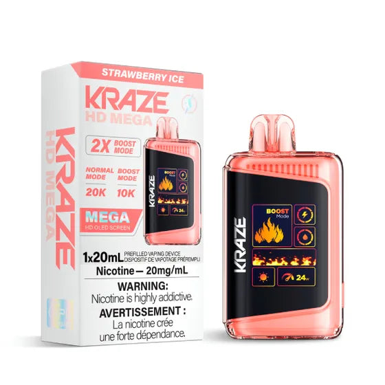 Kraze HD Mega Disposable Vape - 20K Puffs - Strawberry Ice