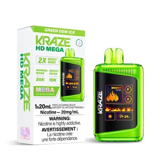 Kraze HD Mega Disposable Vape - 20K Puffs - Green Dew Ice