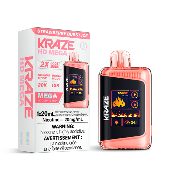 Kraze HD Mega Disposable Vape - 20K Puffs - Strawberry Burst Ice