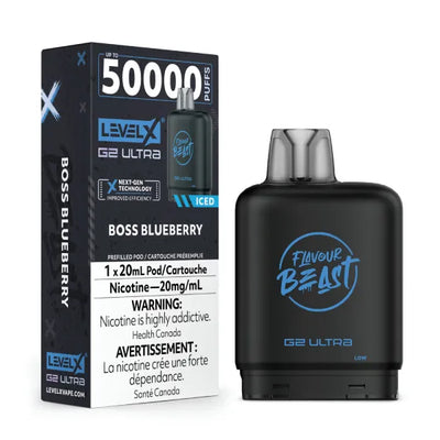 Flavour Beast Level X G2 Ultra Pod - 50k Puffs  – Boss Blueberry Iced