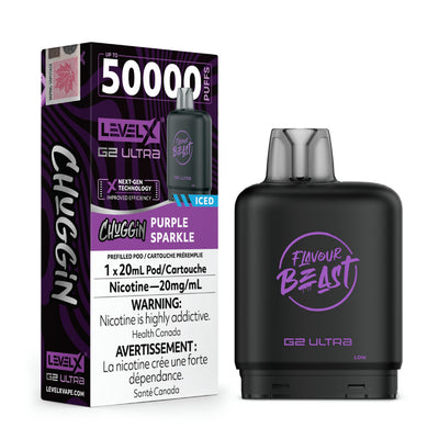 Flavour Beast Level X G2 Ultra Pod - 50k Puffs  – Chuggin' Purple Sparkle