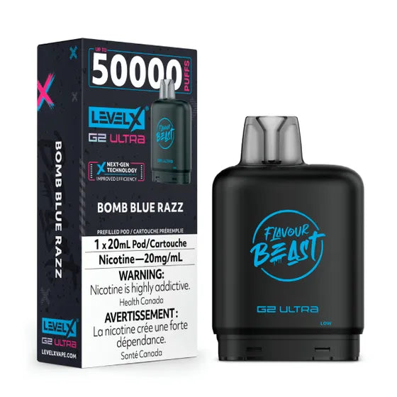 Flavour Beast Level X G2 Ultra Pod - 50k Puffs  – Bomb Blue Razz