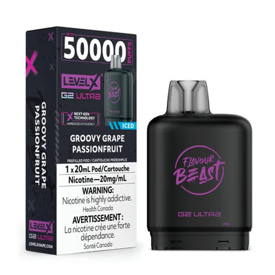 Flavour Beast Level X G2 Ultra Pod - 50k Puffs  –  Groovy Grape Passionfruit