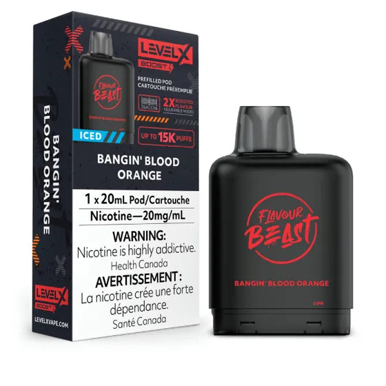 Level X Flavour Beast BOOST Pod 20mL - Bangin' Blood Orange Iced - 15K Puffs