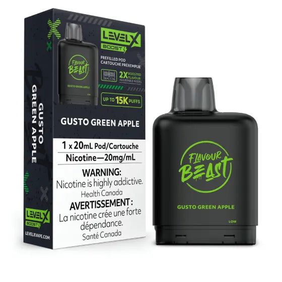 Level X Flavour Beast BOOST Pod 20mL - Gusto Green Apple - 15K Puffs