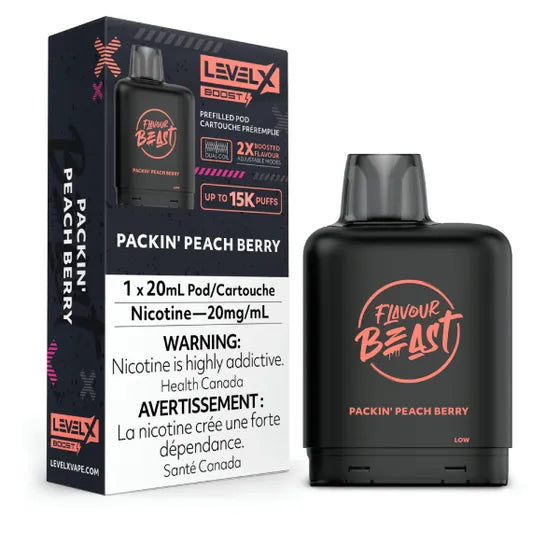 Level X Flavour Beast BOOST Pod 20mL - Packin' Peach Berry - 15K Puffs