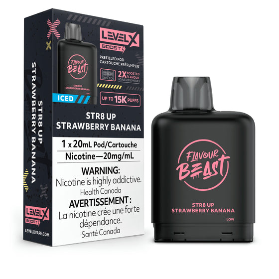 Level X Flavour Beast BOOST Pod 20mL - STR8 Up Strawberry Banana - 15K Puffs