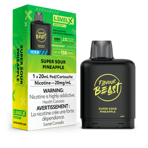 Level X Flavour Beast BOOST Pod 20mL - Super Sour Pineapple Iced - 15K Puffs