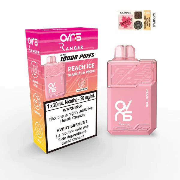 OVNS RANGER 10000 PUFF RECHARGEABLE DISPOSABLE VAPE - Peach Ice