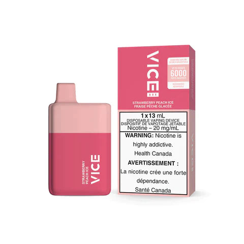 Vice Box Rechargeable Disposable Vape - 6000 Puffs - Strawberry Peach Ice