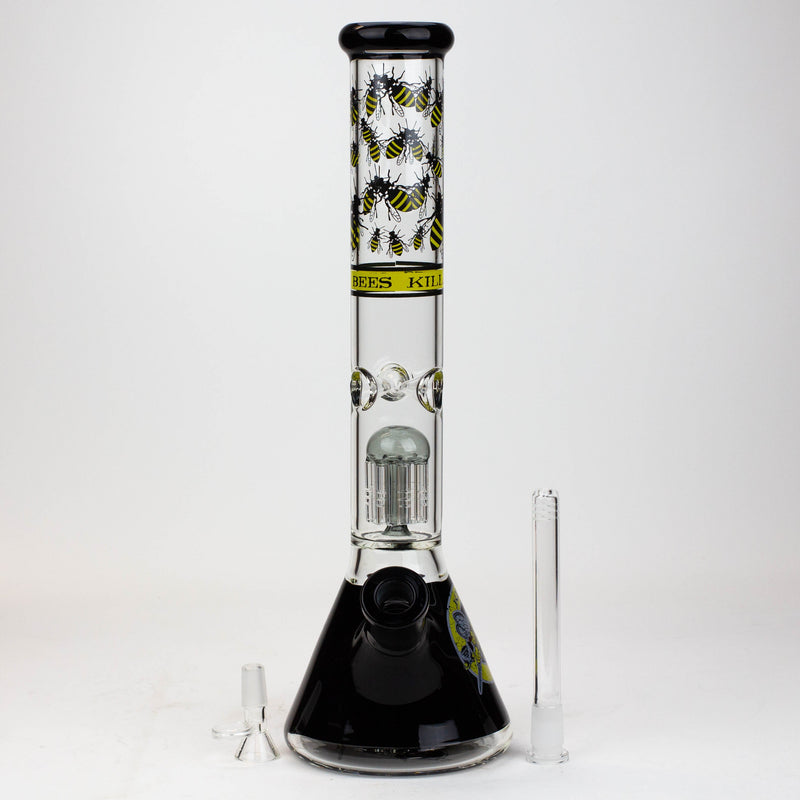 Glass Bong - PROTECT YA NECK (Killa Bees) -15.5 Inches Tree Arm Percolator Glass Bong - Vape4change