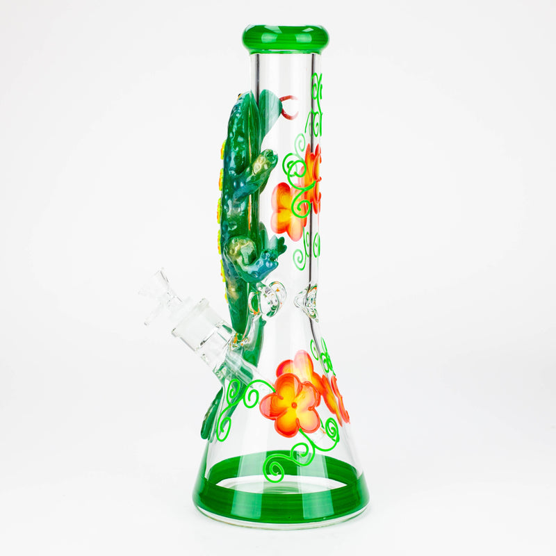 14" Resin 3D Glow in the dark artwork 7mm glass beaker water bong [GB208]_0
