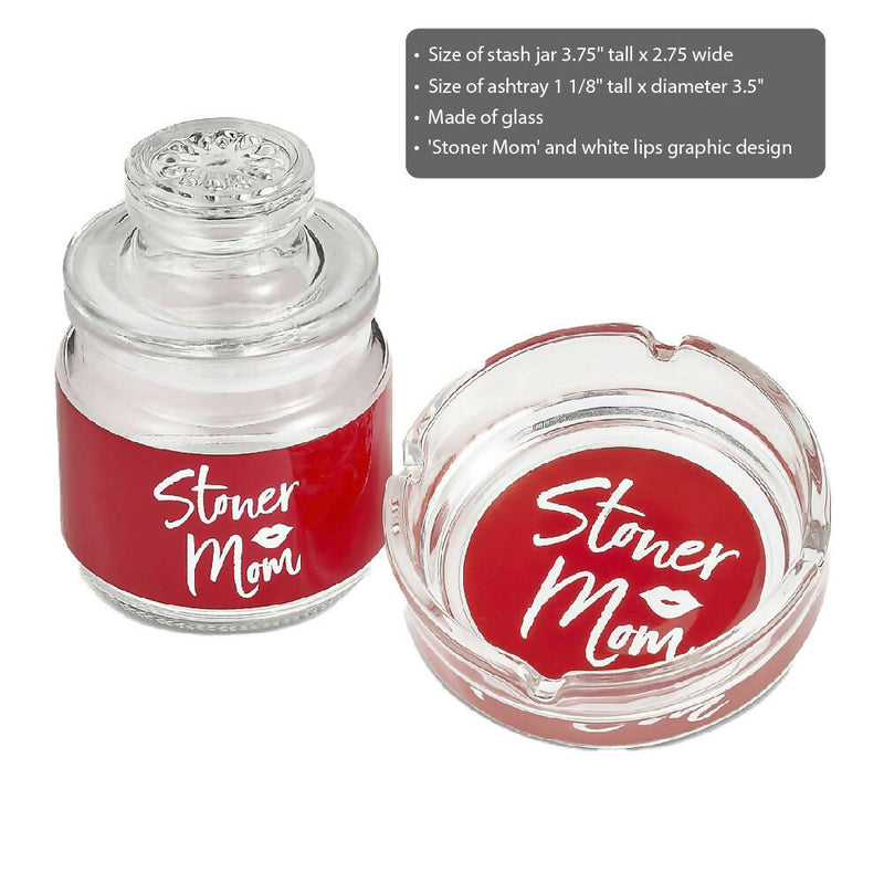 ASHTRAY AND STASH JAR SET - RED STONER MOM DESIGN Storage Default Title Vape4change Vape Shop Near Me 