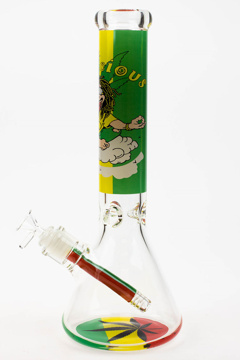 Classic Beaker Glass Bong - Rasta Man - 13.5 Inches - Vape4change