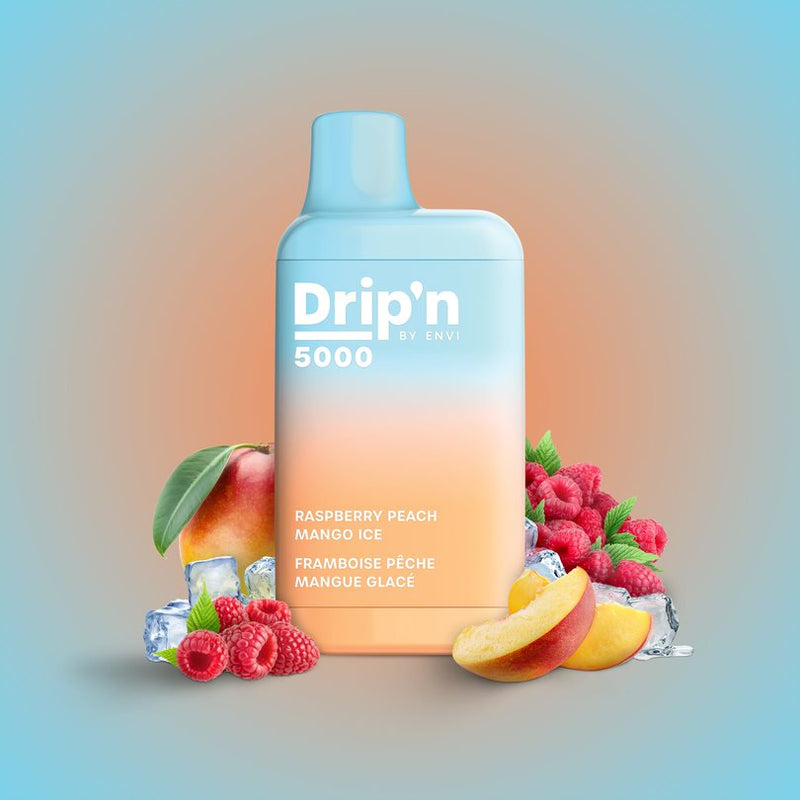 Drip'n by Envi Raspberry Peach Mango ICE Disposable Vape - Vape4change