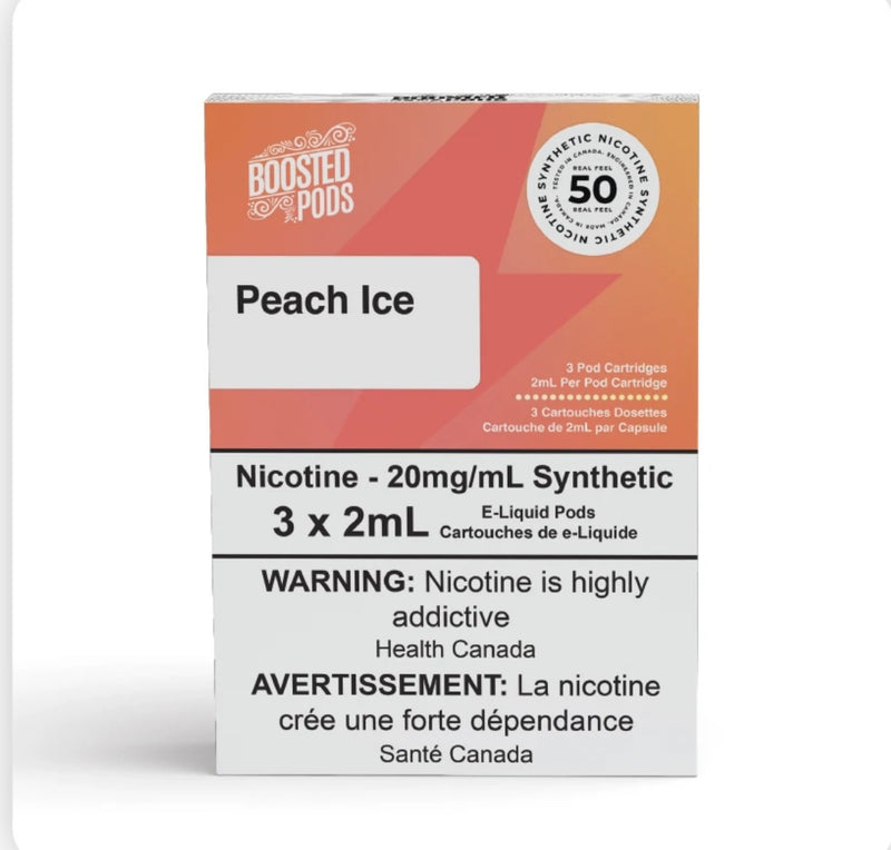 Boosted pods STLTH Compatible - Peach Ice - 50MG HIT - Synthetic Nicotine - Vape4change