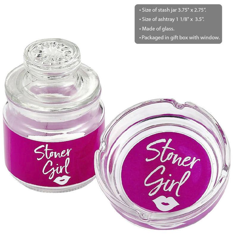 ASHTRAY AND STASH JAR SET - PINK STONER GIRL DESIGN Storage Default Title Vape4change Vape Shop Near Me 