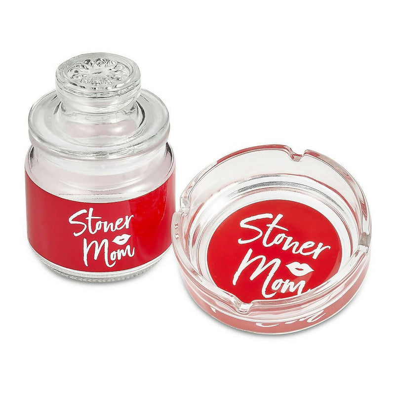 ASHTRAY AND STASH JAR SET - RED STONER MOM DESIGN Storage Default Title Vape4change Vape Shop Near Me 