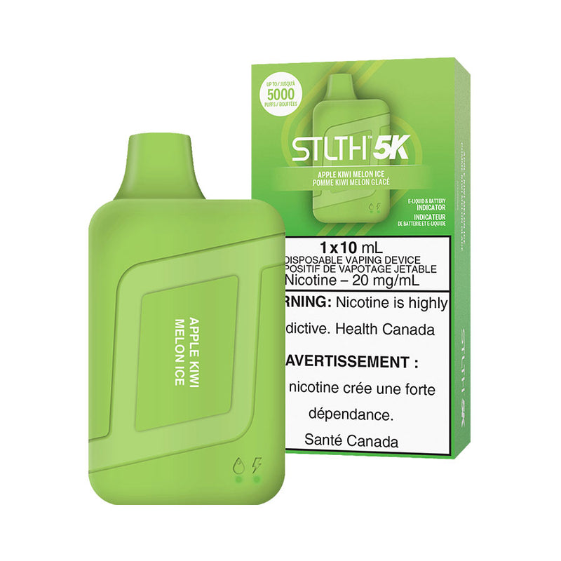 STLTH 5K Disposable Vape - Rechargeable - Apple Kiwi Melon Ice - 5000 Puffs - Vape4change