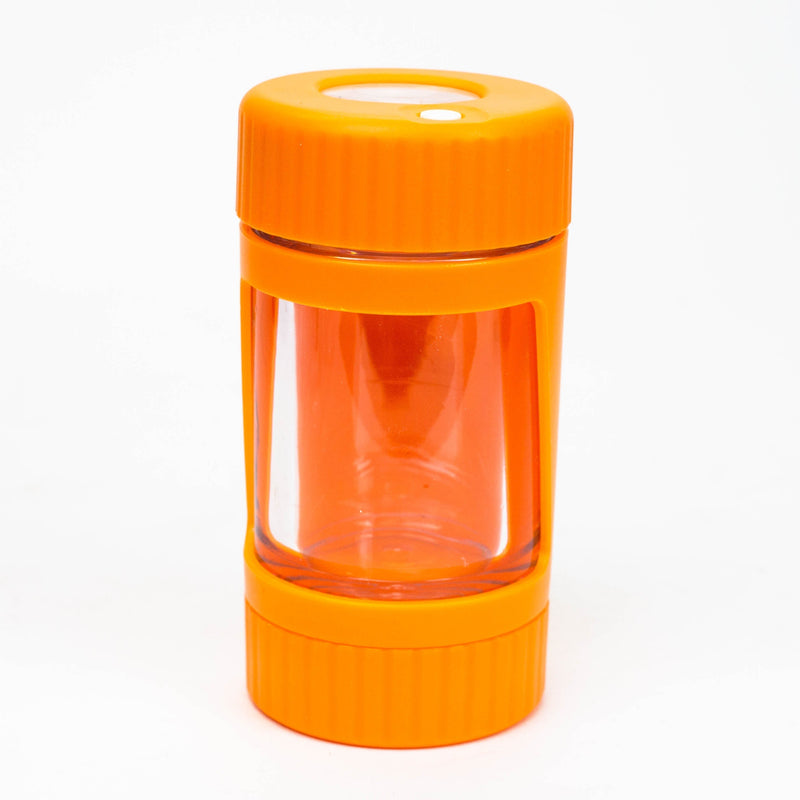 4-in-1 LED Magnify Jar + Grinder + One Hitter Storage Orange Vape4change Vape Shop Near Me 